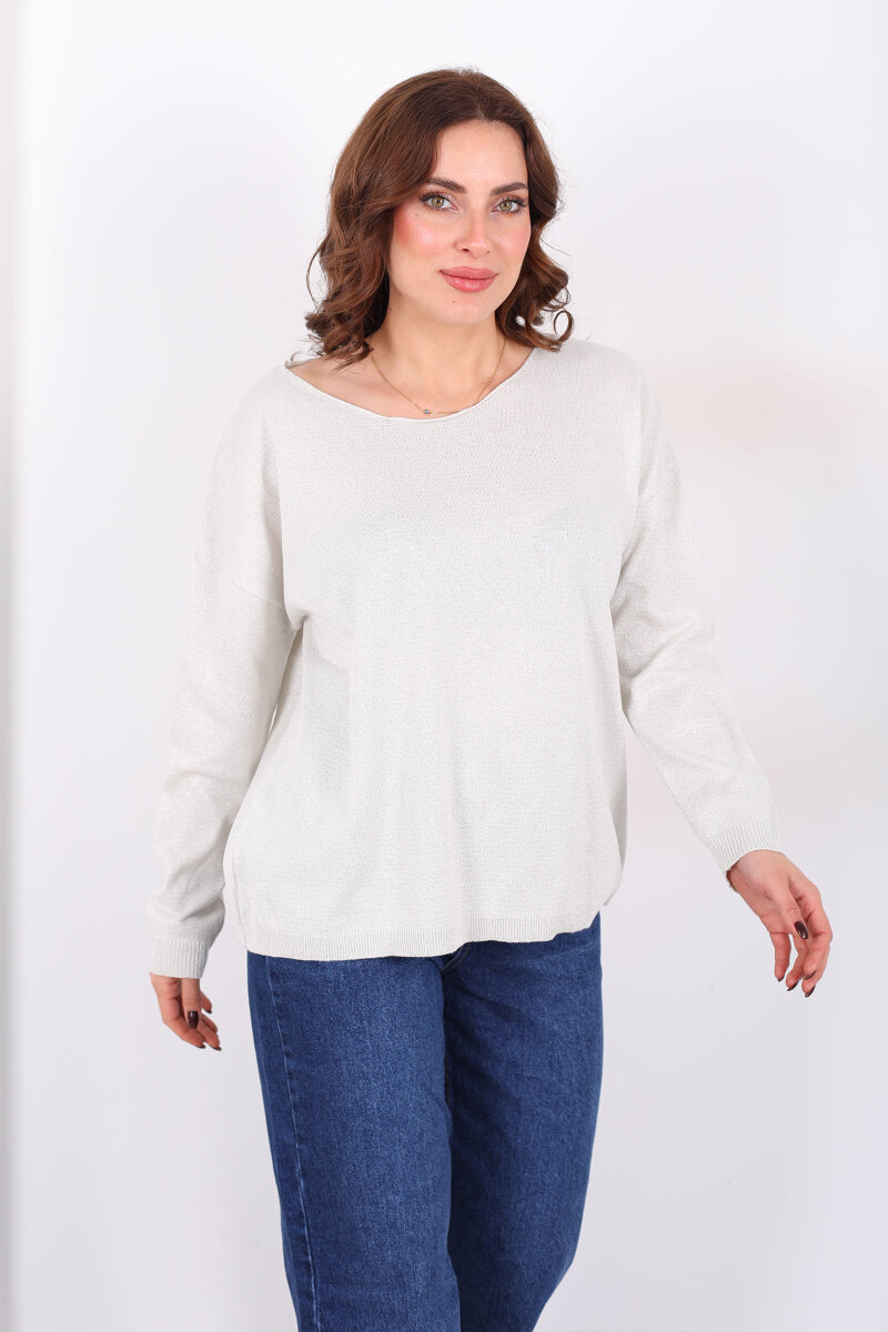 Simli Salaş Kadın Ekru Bluz - 5