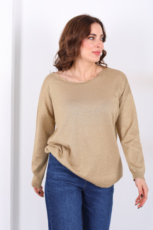 Simli Salaş Kadın Gold Bluz - 3