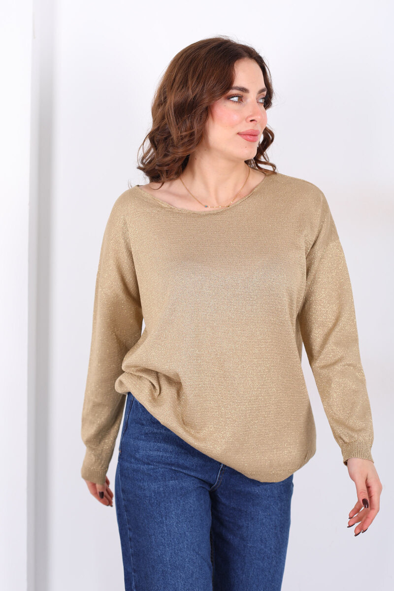 Simli Salaş Kadın Gold Bluz - 3