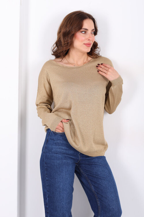 Simli Salaş Kadın Gold Bluz - Berox