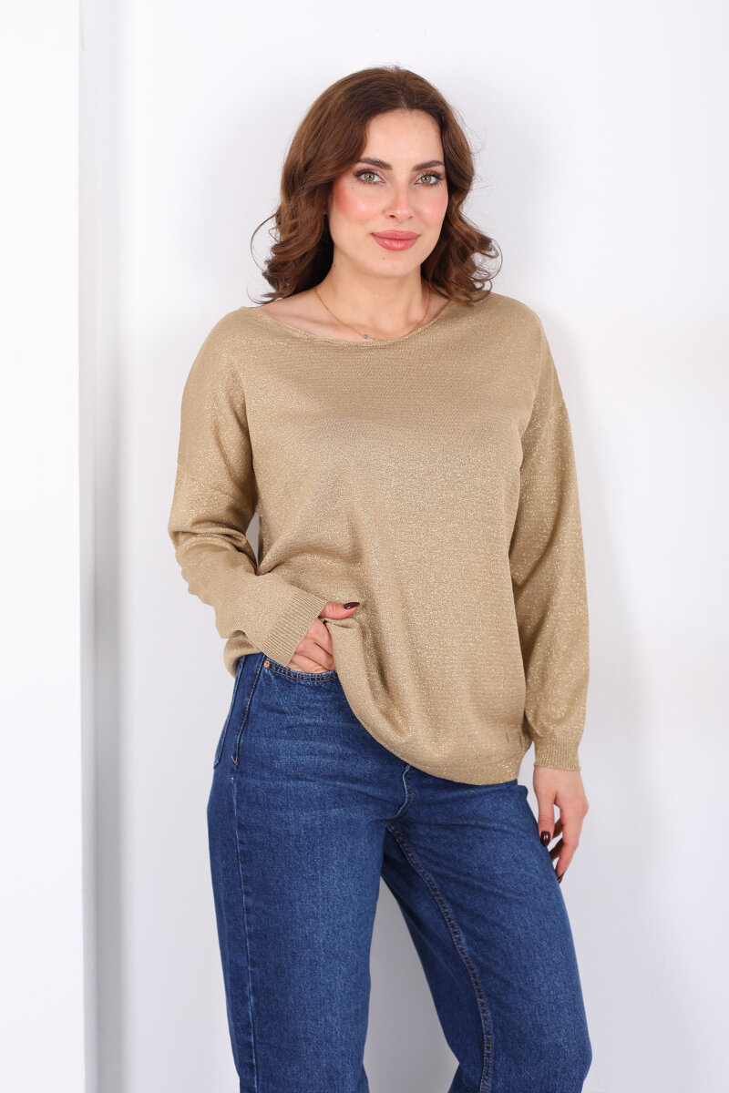 Simli Salaş Kadın Gold Bluz - 5
