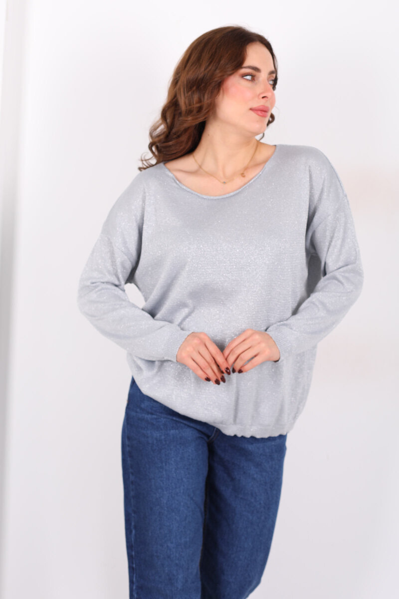 Simli Salaş Kadın Gri Bluz - 3