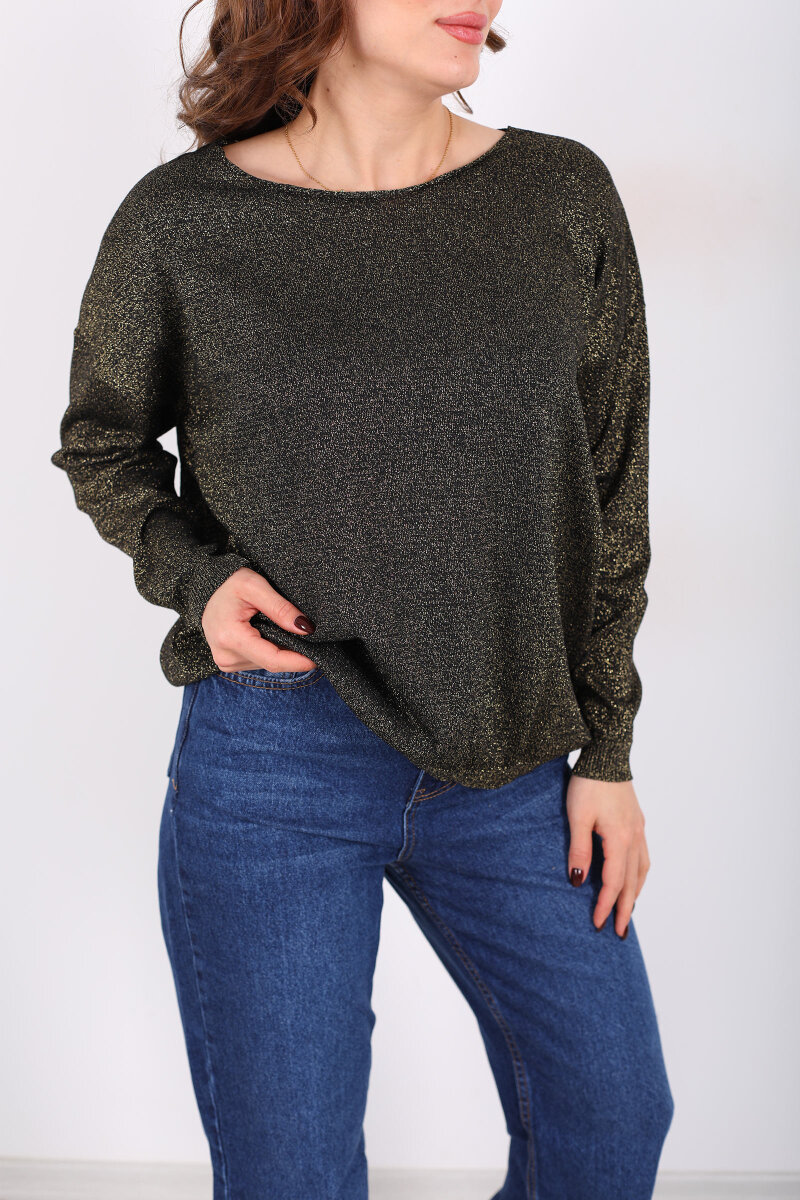 Simli Salaş Kadın Haki Bluz - 2