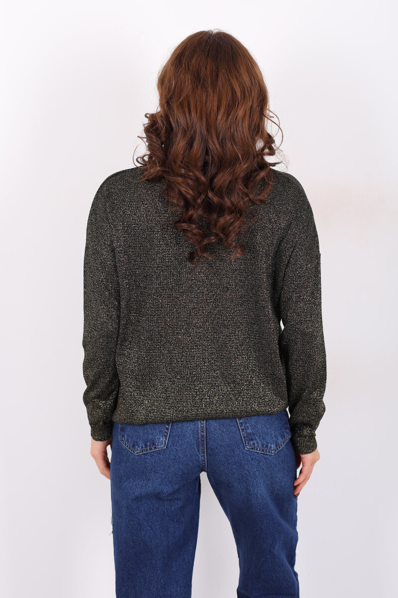 Simli Salaş Kadın Haki Bluz - 5