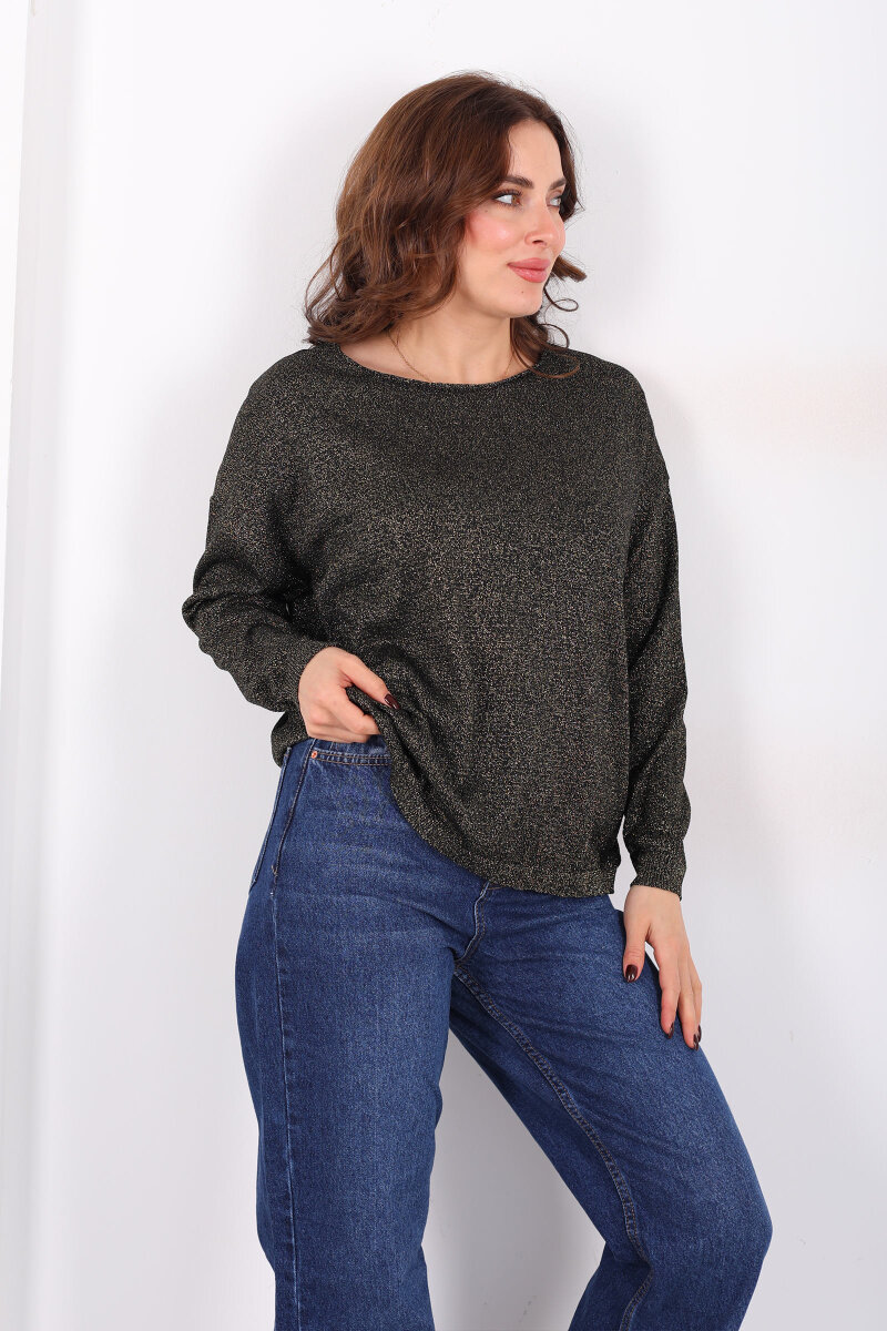 Simli Salaş Kadın Haki Bluz - 1