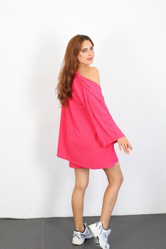 Şortlu Krep Pembe Kadın Kimono Takım - 6