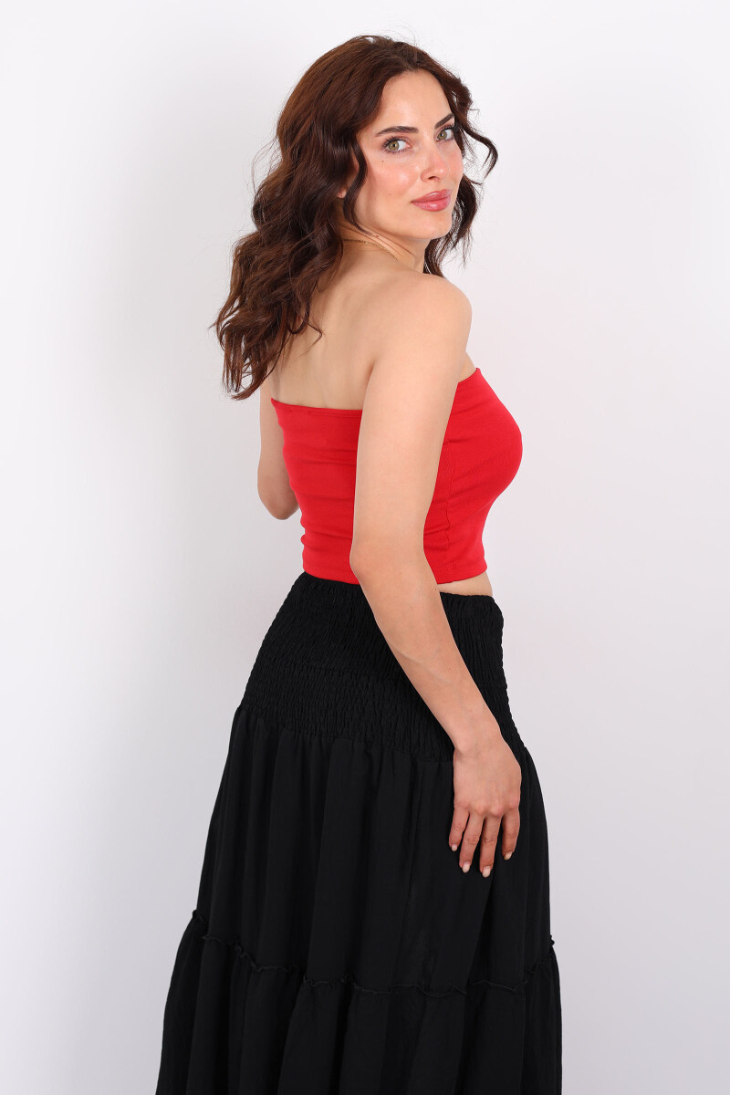 Straplez Kırmızı Kadın Crop - 2