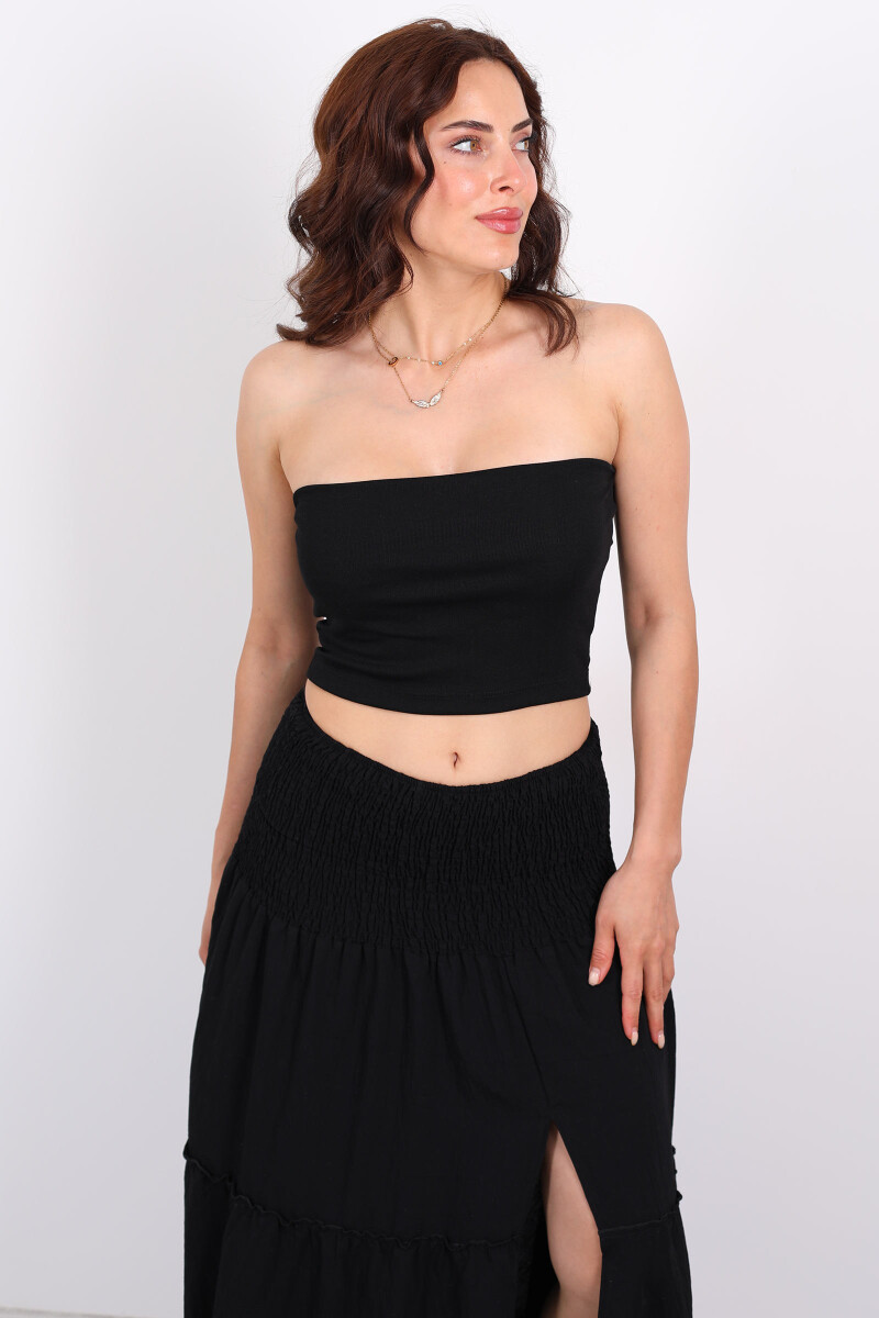 Straplez Siyah Kadın Crop - 3