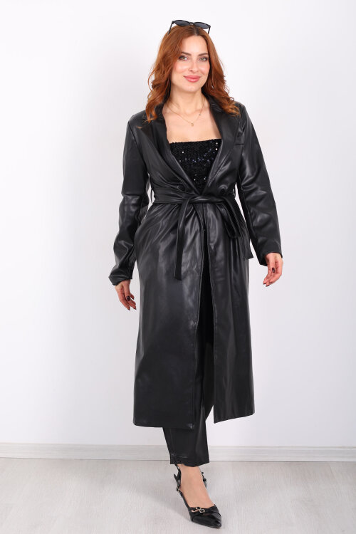 Straplez Yaka Siyah Kadın Payetli Bluz - 6