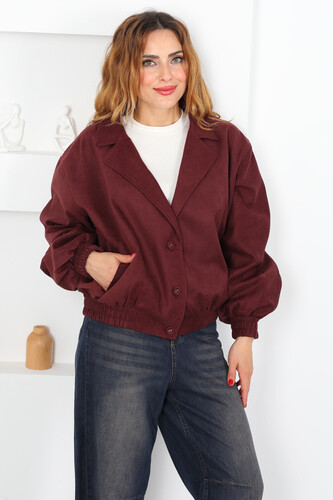 Süet Bomber Bordo Kadın Ceket 