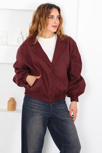 Süet Bomber Bordo Kadın Ceket - 2