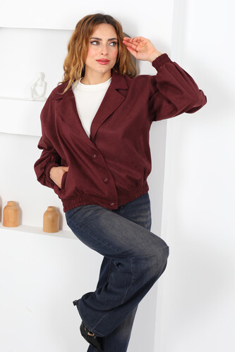 Süet Bomber Bordo Kadın Ceket - 3
