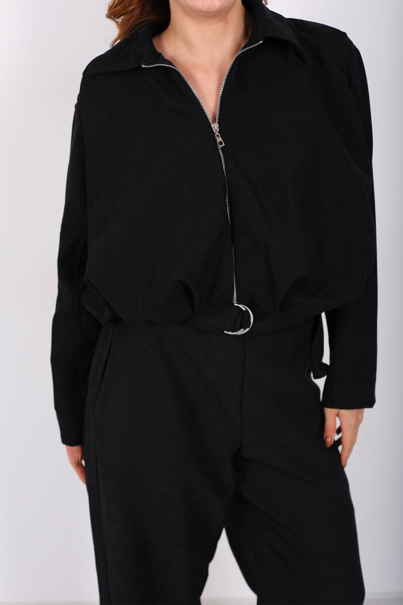 Süet Kadın Siyah Ceket Pantolon Takım - 2