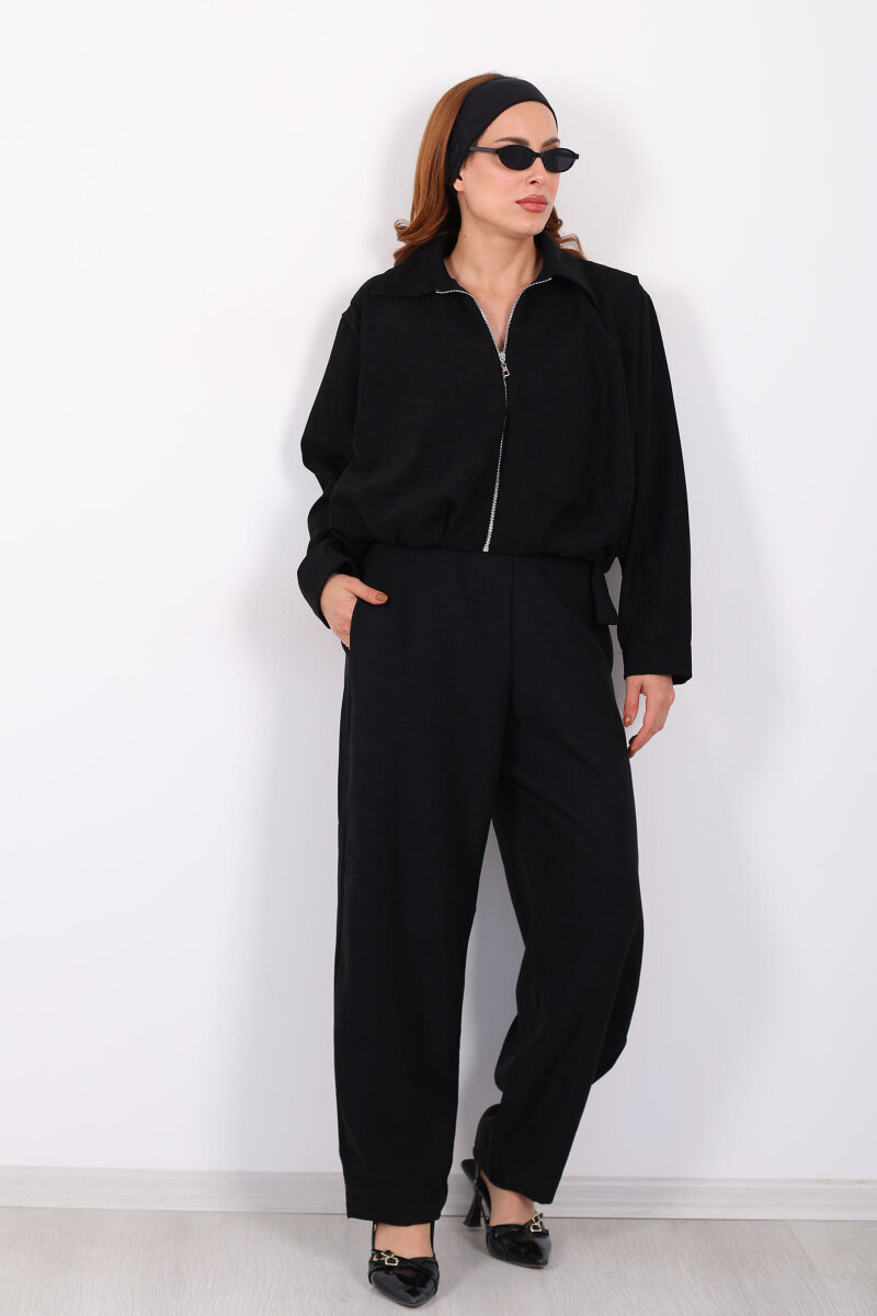 Süet Kadın Siyah Ceket Pantolon Takım - 8