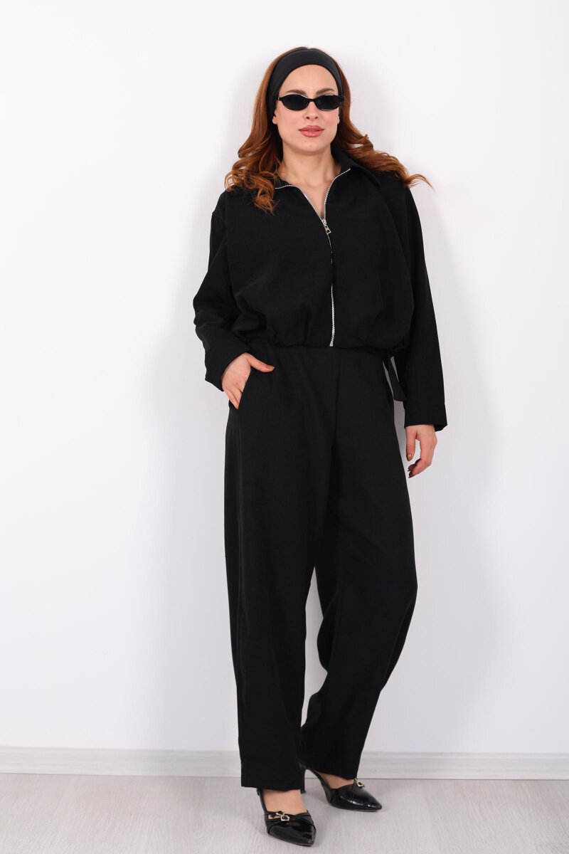 Süet Kadın Siyah Ceket Pantolon Takım - 7