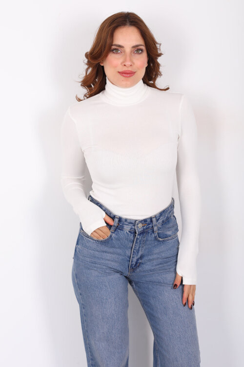 Tam Balıkçı Beyaz Kadın Parmak Geçirmeli Buzzy Body - 6