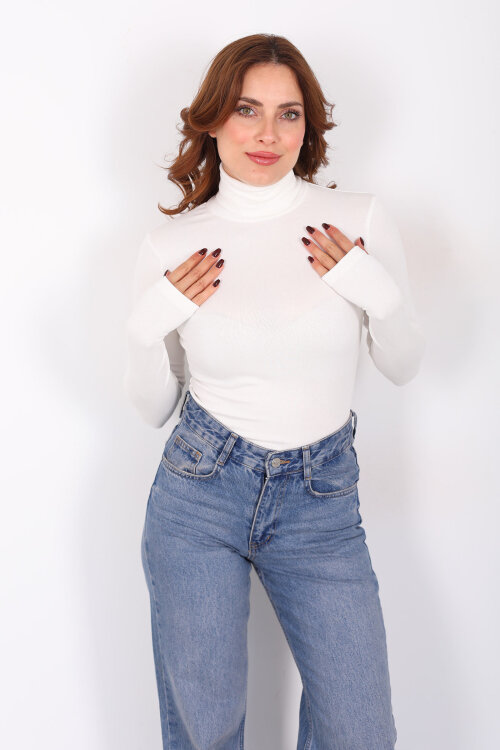 Tam Balıkçı Beyaz Kadın Parmak Geçirmeli Buzzy Body - 3