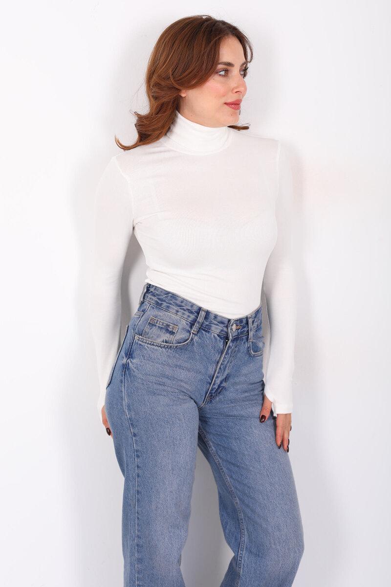 Tam Balıkçı Beyaz Kadın Parmak Geçirmeli Buzzy Body - 4