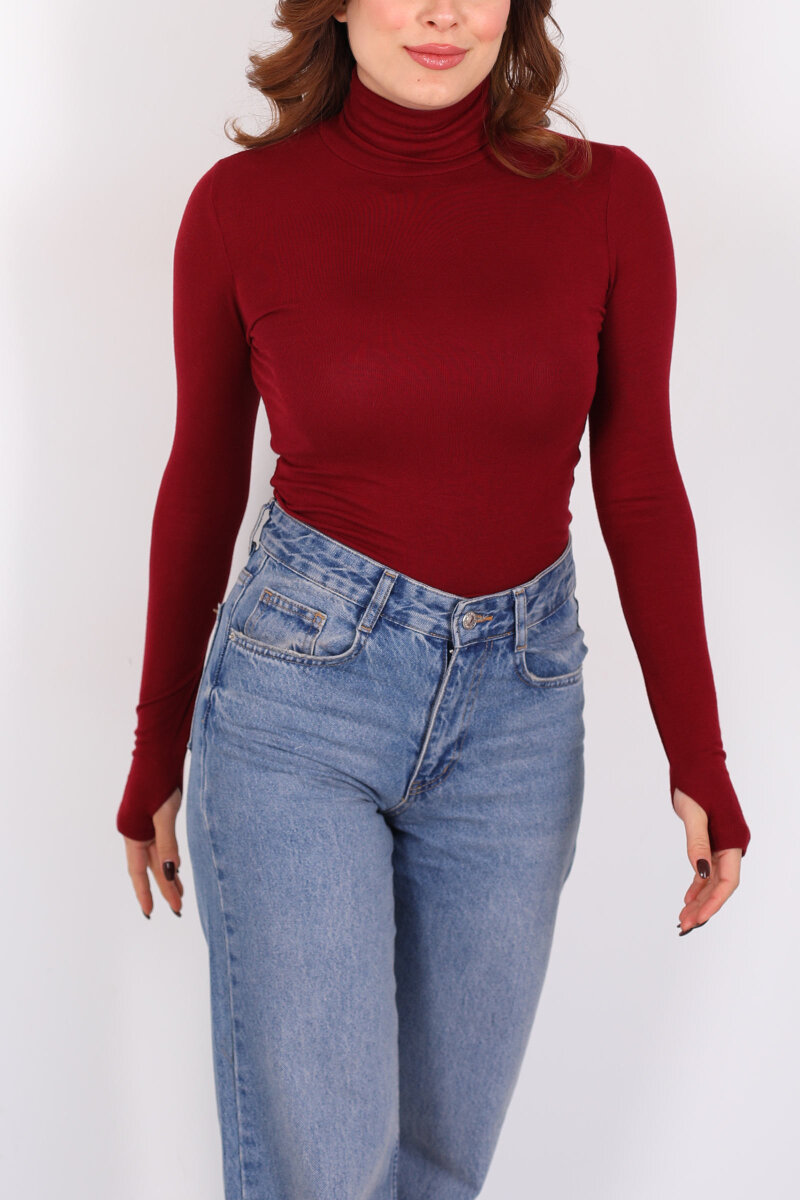 Tam Balıkçı Bordo Kadın Parmak Geçirmeli Buzzy Body - 2