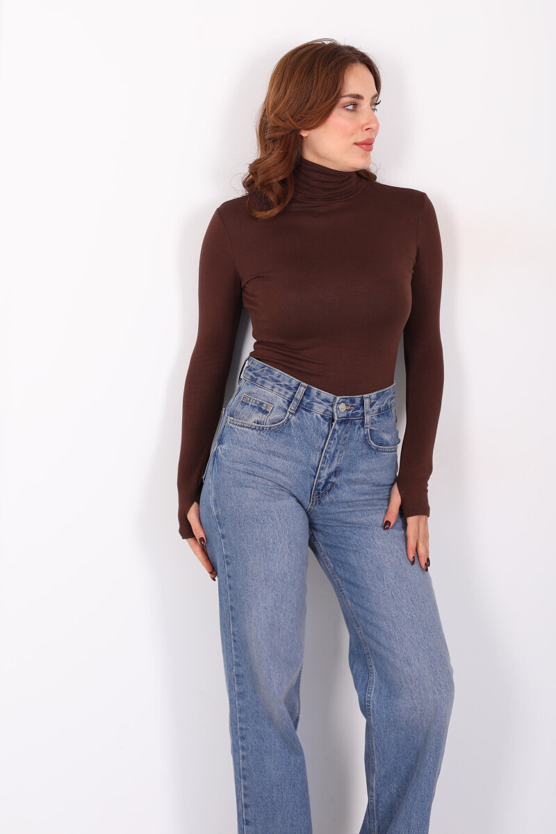 Tam Balıkçı Kahverengi Kadın Parmak Geçirmeli Buzzy Body - 4