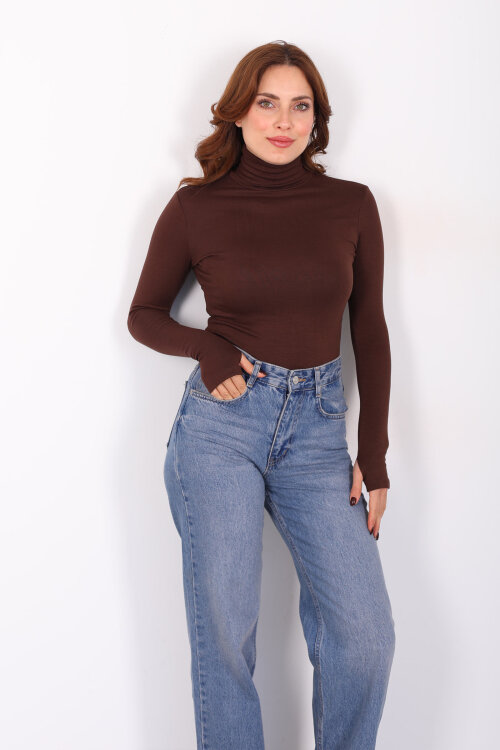 Tam Balıkçı Kahverengi Kadın Parmak Geçirmeli Buzzy Body - 3