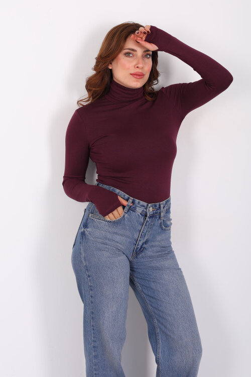 Tam Balıkçı Mürdüm Kadın Parmak Geçirmeli Buzzy Body - 3