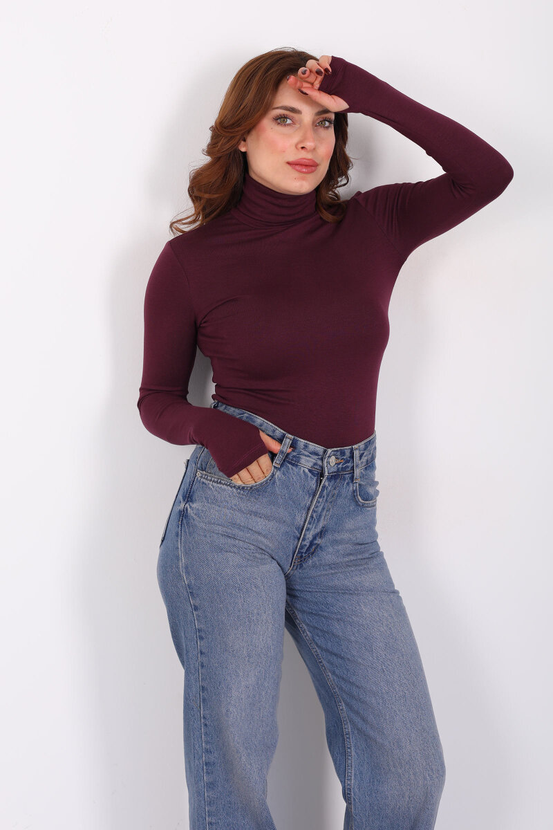 Tam Balıkçı Mürdüm Kadın Parmak Geçirmeli Buzzy Body - 3