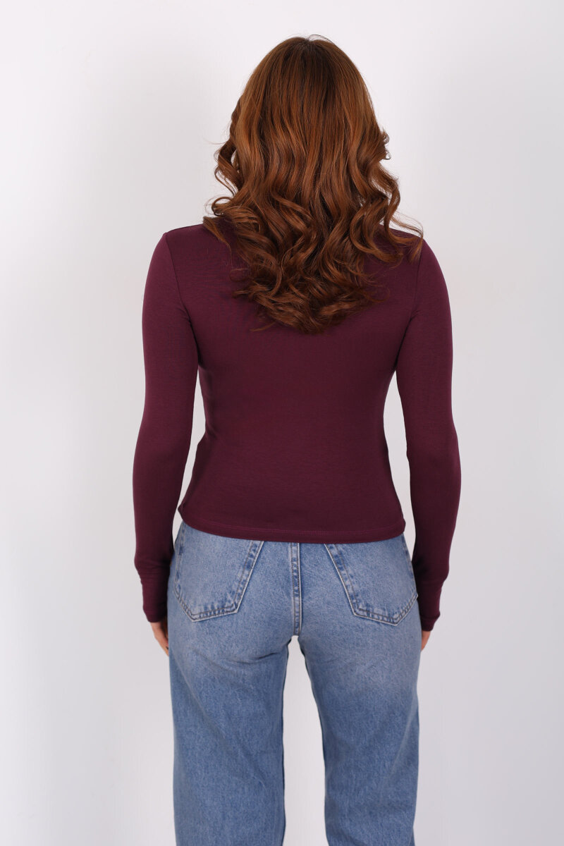 Tam Balıkçı Mürdüm Kadın Parmak Geçirmeli Buzzy Body - 4