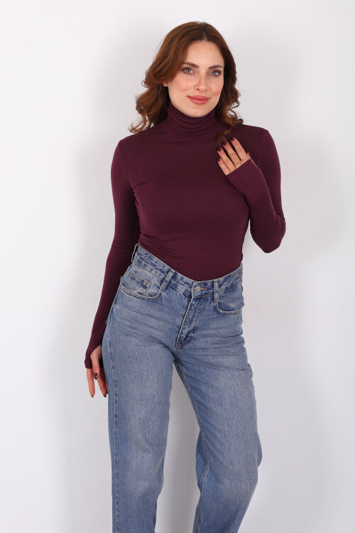 Tam Balıkçı Mürdüm Kadın Parmak Geçirmeli Buzzy Body 