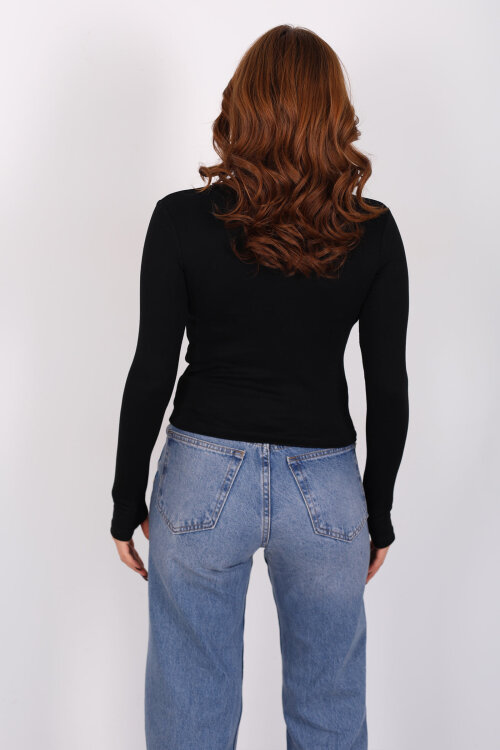 Tam Balıkçı Siyah Kadın Parmak Geçirmeli Buzzy Body - Berox (1)