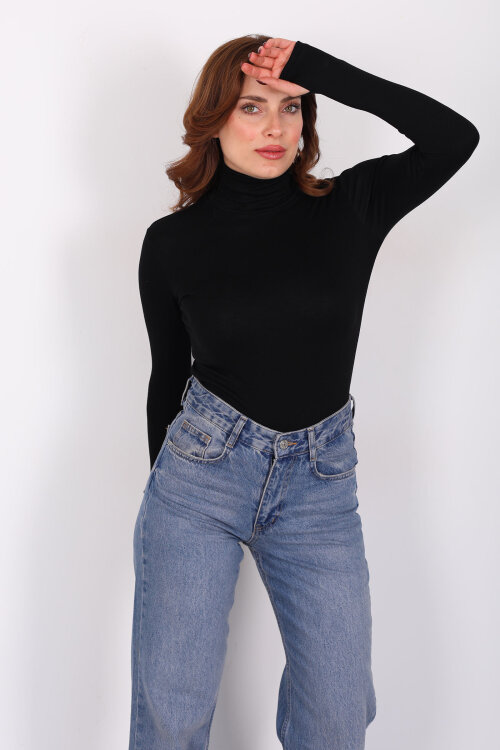 Tam Balıkçı Siyah Kadın Parmak Geçirmeli Buzzy Body - 3