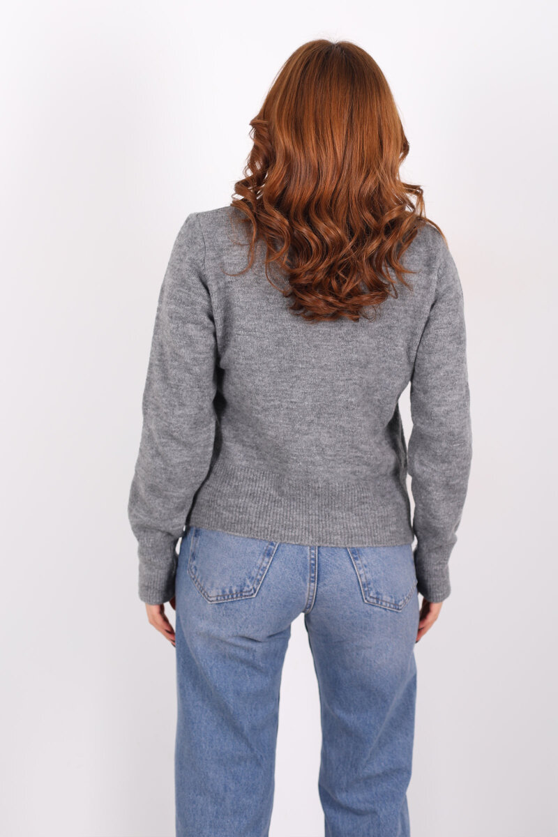 Tam Balıkçı Yaka Antrasit Kadın Triko Kazak - 4