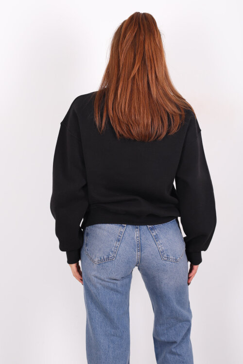 Taş Baskılı Siyah Kadın Üç İp Sweatshirt - 4