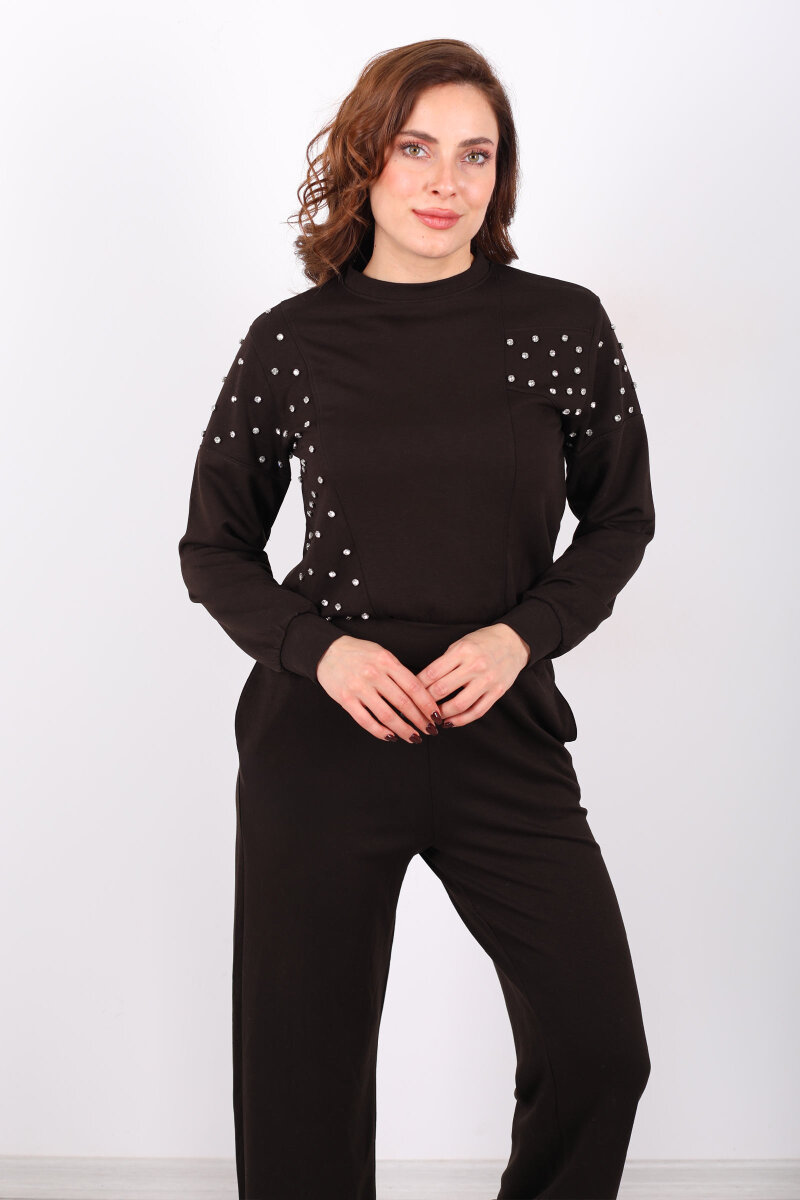 Taşlı Acı Kahve Kadın Modal Takım - 3