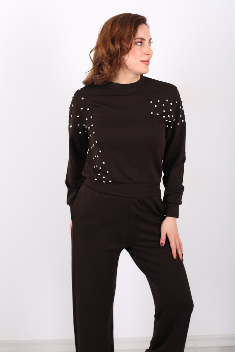 Taşlı Acı Kahve Kadın Modal Takım - 6