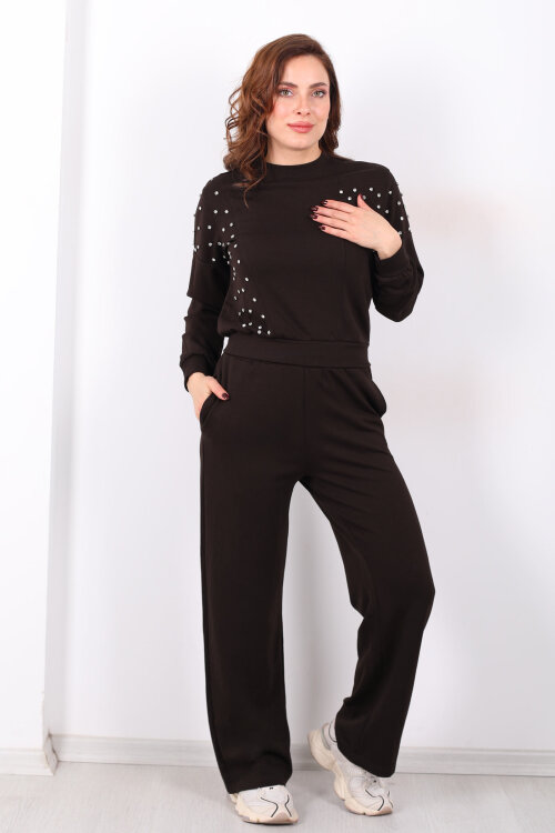 Taşlı Acı Kahve Kadın Modal Takım - 4