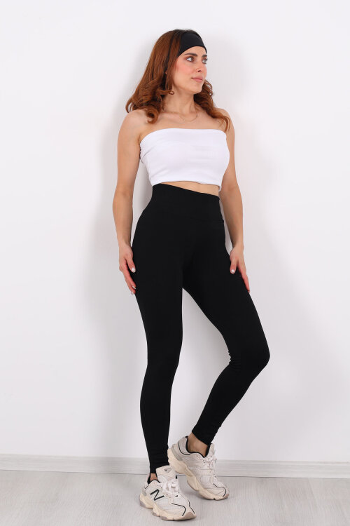 Toparlayıcı Kalın Kemer Siyah Çelik Tayt - 6