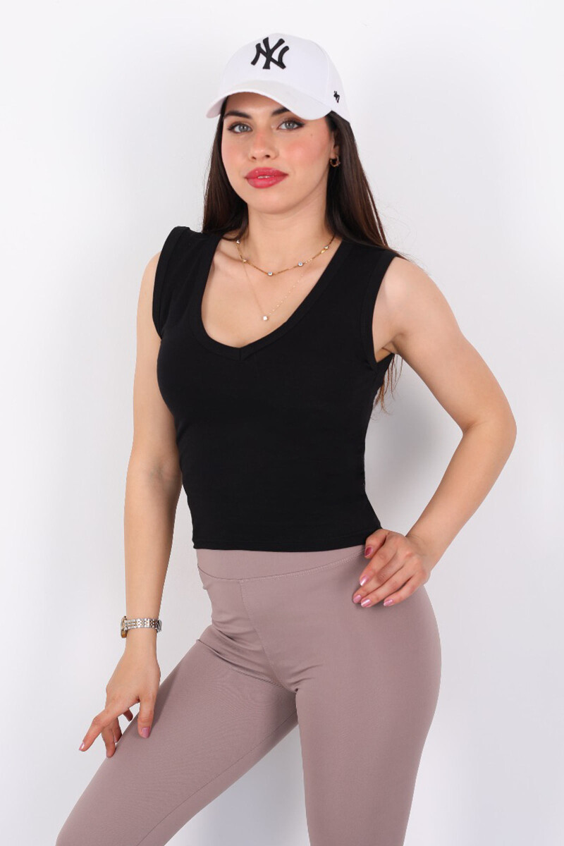 V Yaka Kolsuz Siyah Kadın Body - 4