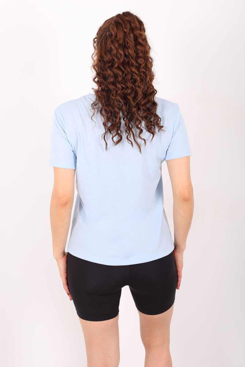 V Yaka Slim Bebe Mavi Kadın T-Shirt - 4