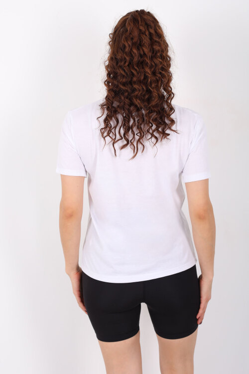 V Yaka Slim Beyaz Kadın T-Shirt - 2