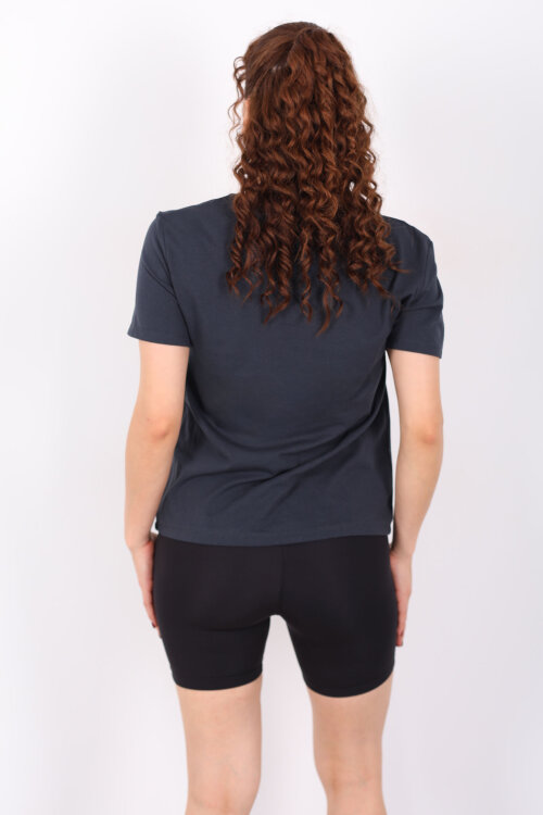 V Yaka Slim Füme Kadın T-Shirt - 4