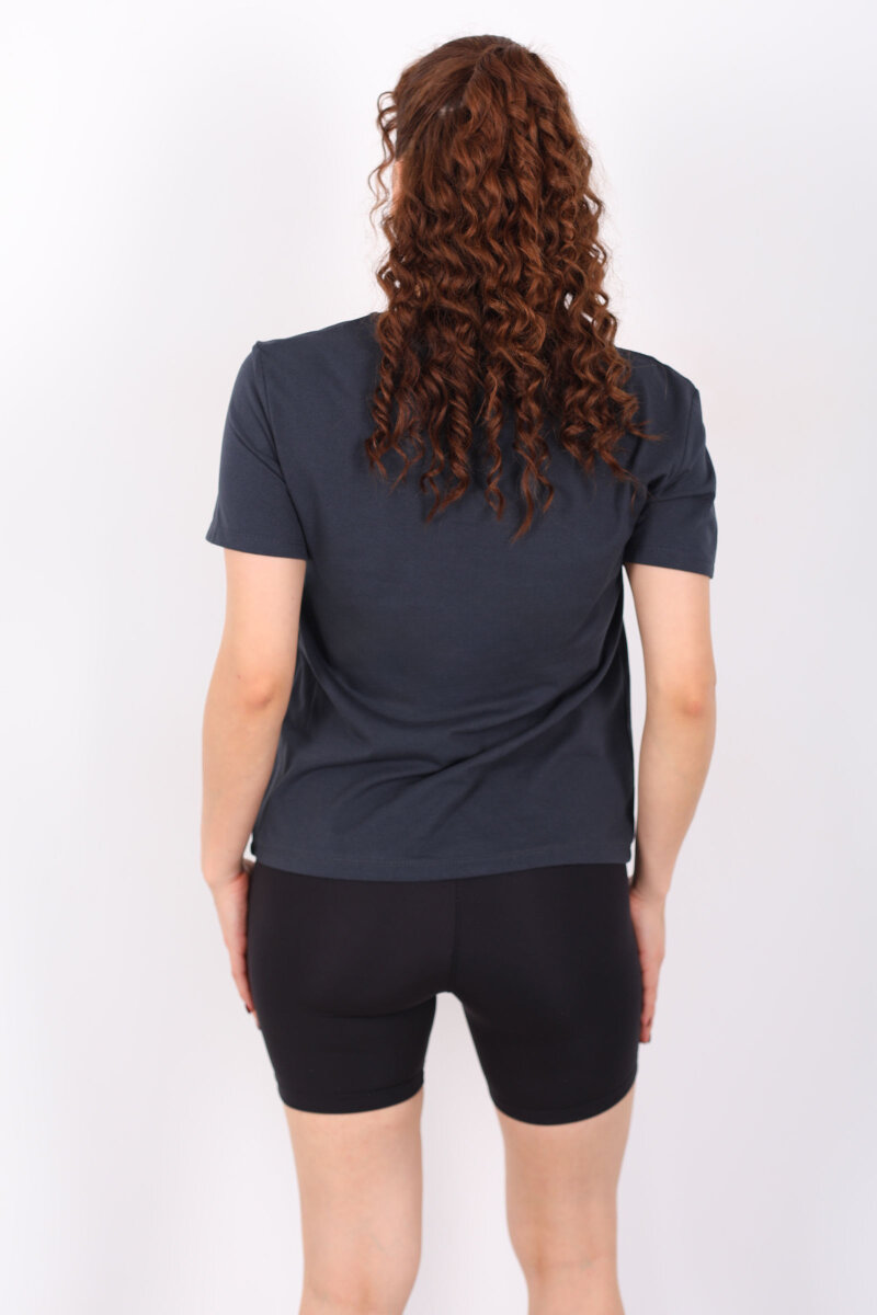 V Yaka Slim Füme Kadın T-Shirt - 4