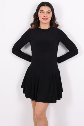 Volanlı Mini Sandy Siyah Kadın Şortlu Elbise - 4