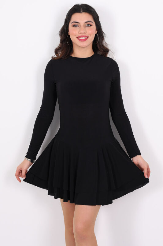 Volanlı Mini Sandy Siyah Kadın Şortlu Elbise - 3