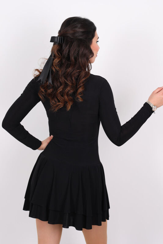Volanlı Mini Sandy Siyah Kadın Şortlu Elbise - 5