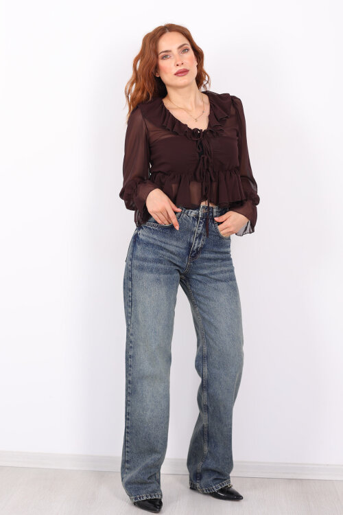 Wide Leg Tint Kadın Jeans - 4