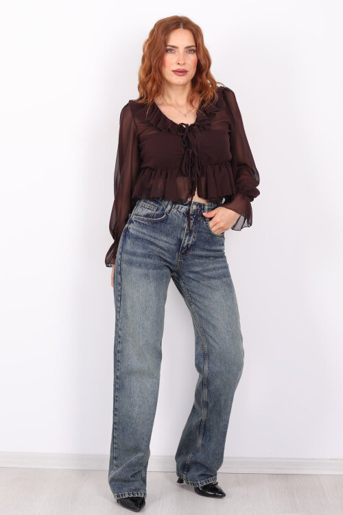 Wide Leg Tint Kadın Jeans - 7