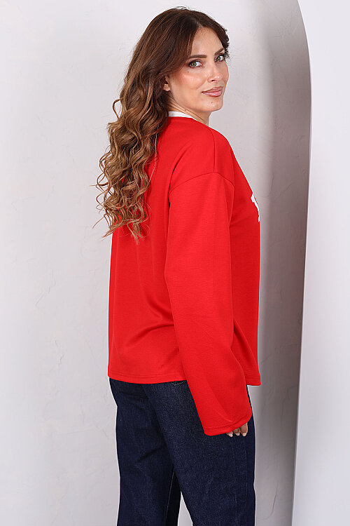 WILD Baskılı Kırmızı Kadın Modal Sweatshirt - 5