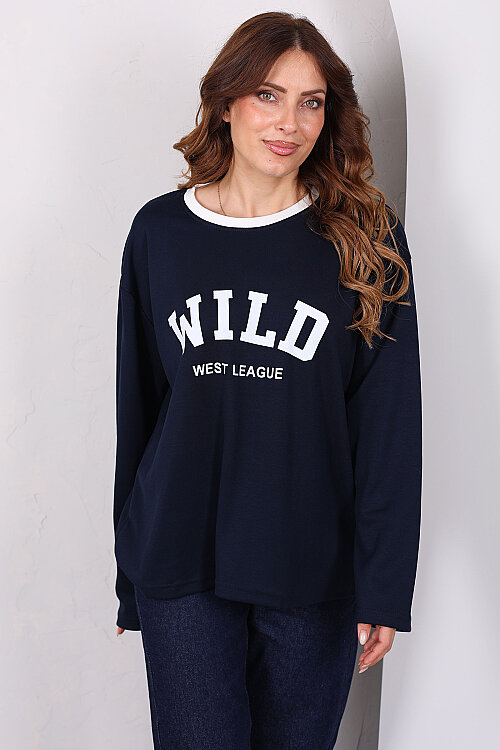 WILD Baskılı Lacivert Kadın Modal Sweatshirt - 5