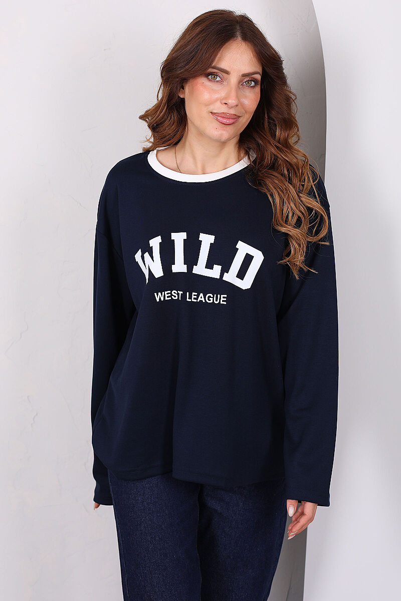 WILD Baskılı Lacivert Kadın Modal Sweatshirt - 5